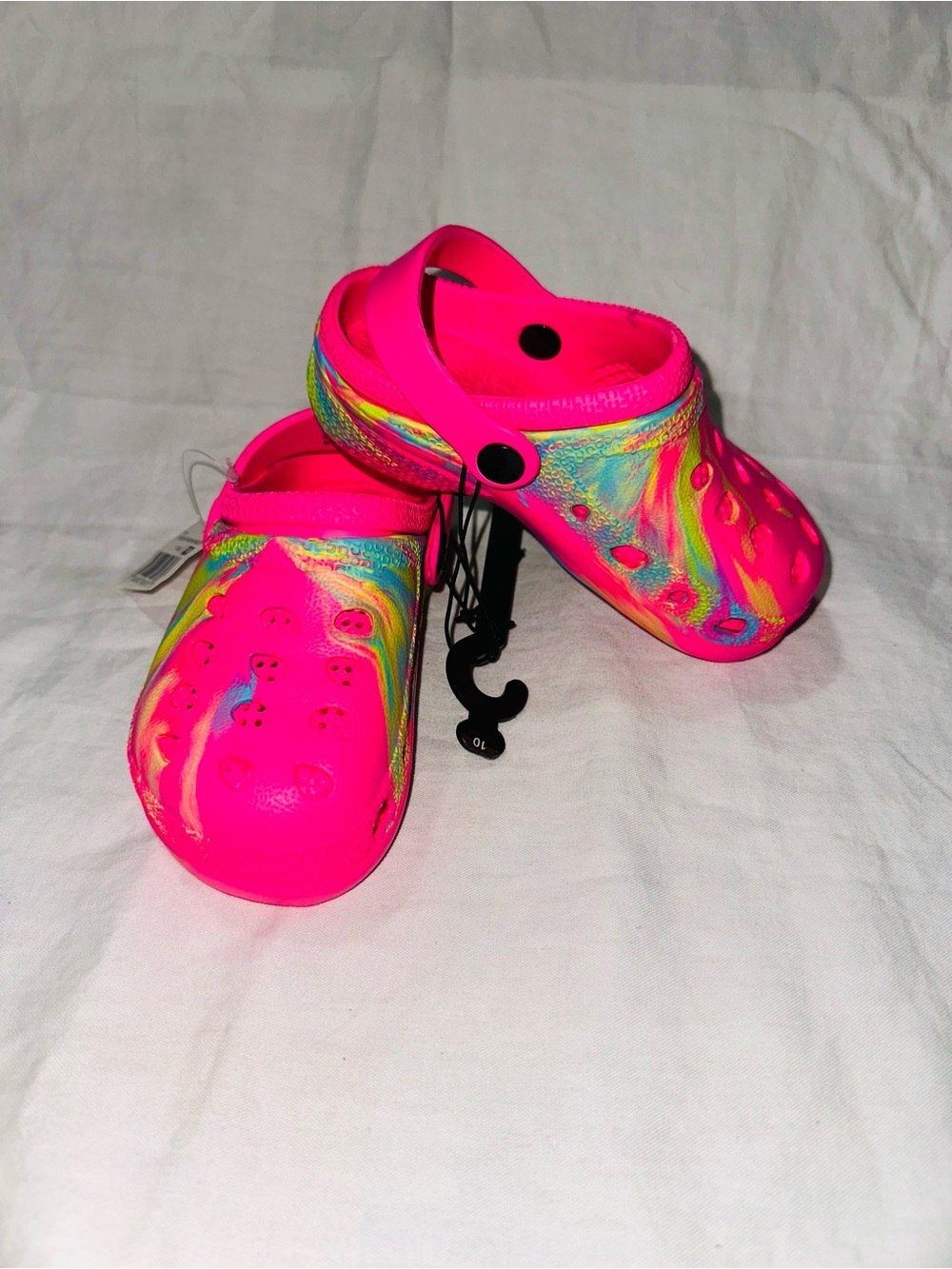 Kids Neon Pink Tie-Dye Clog Sandals
